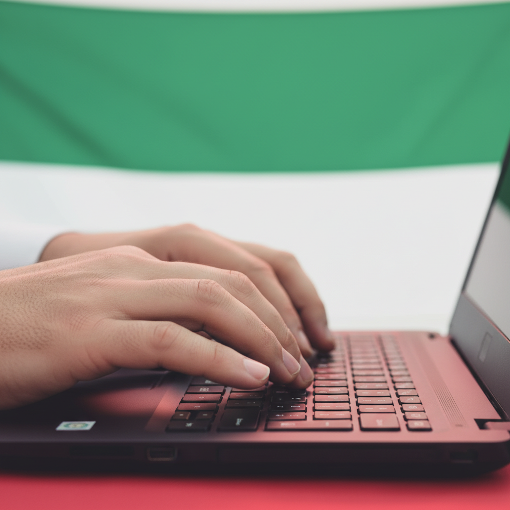 أيدٍ تكتب على جهاز كمبيوتر محمول