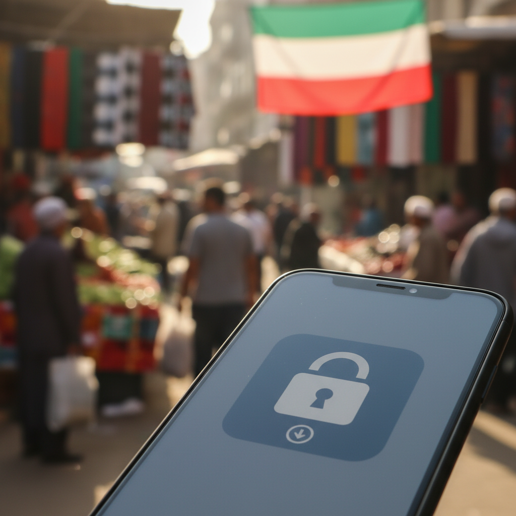 شاشة هاتف ذكي تظهر أيقونة تطبيق إلزامي