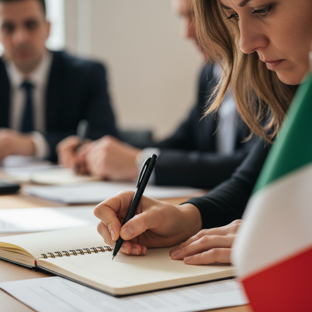 Woman taking notes during a meeting