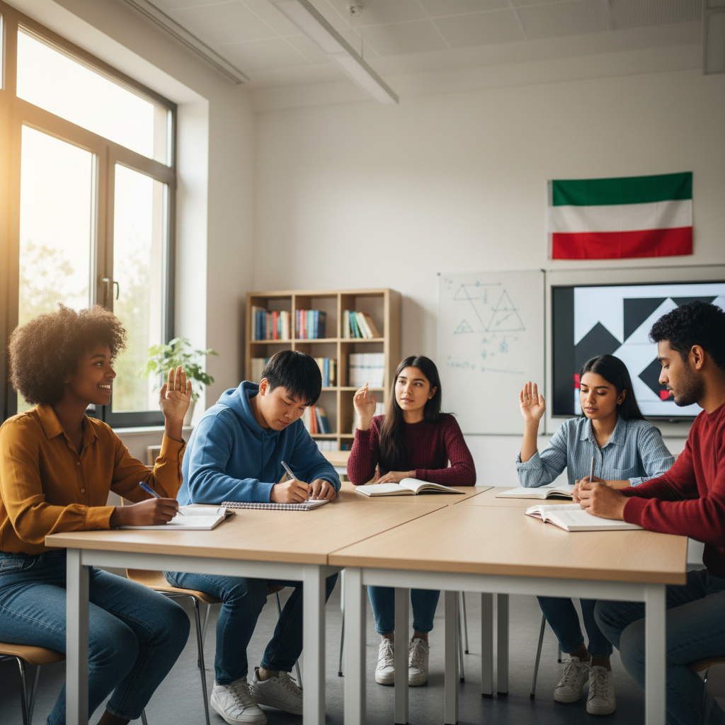 Diverse students in a classroom