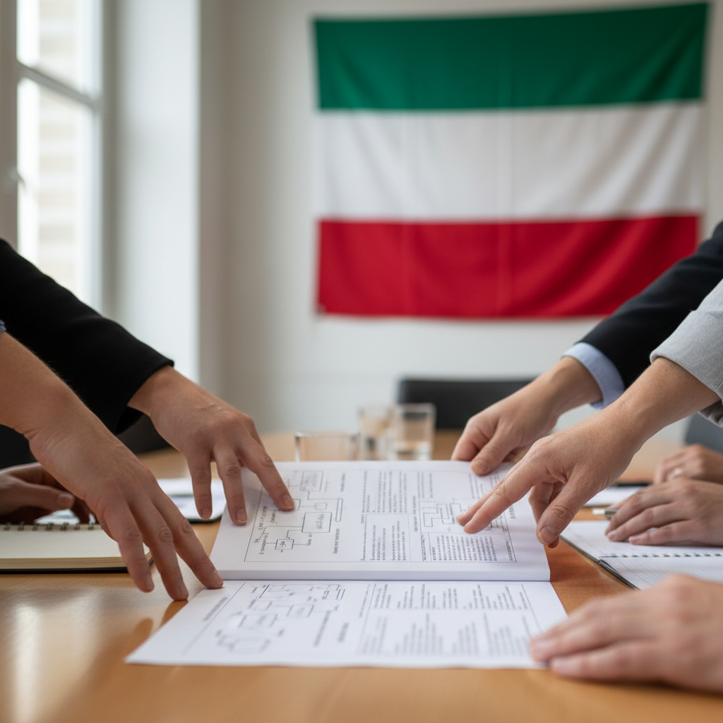 Hands reaching for a policy document