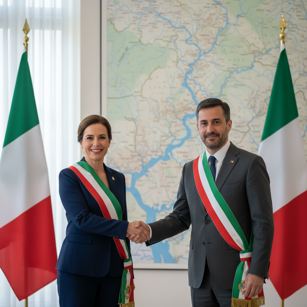 Diplomats shaking hands over water cooperation