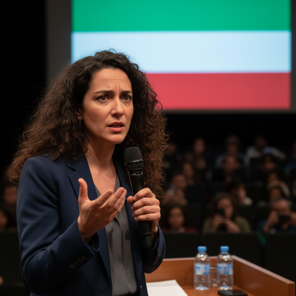 کارگردان در حال صحبت در جلسه پرسش و پاسخ